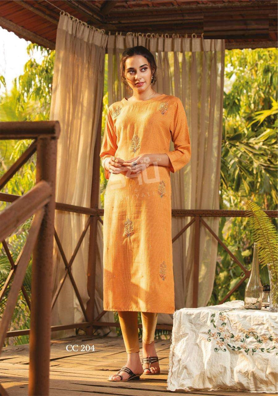 Orange Handwork Rayon Kurti