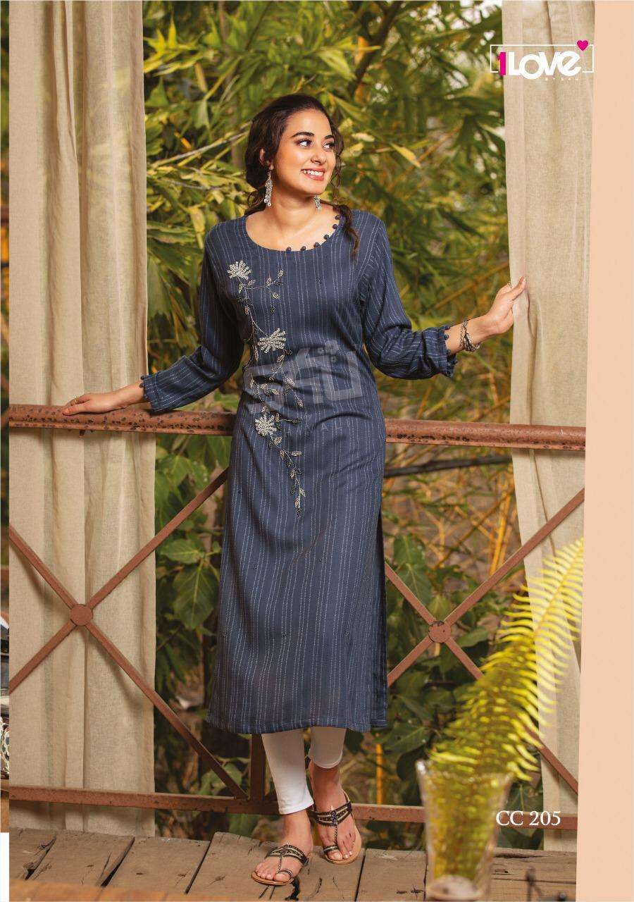 Blue Handwork Rayon Kurti A039