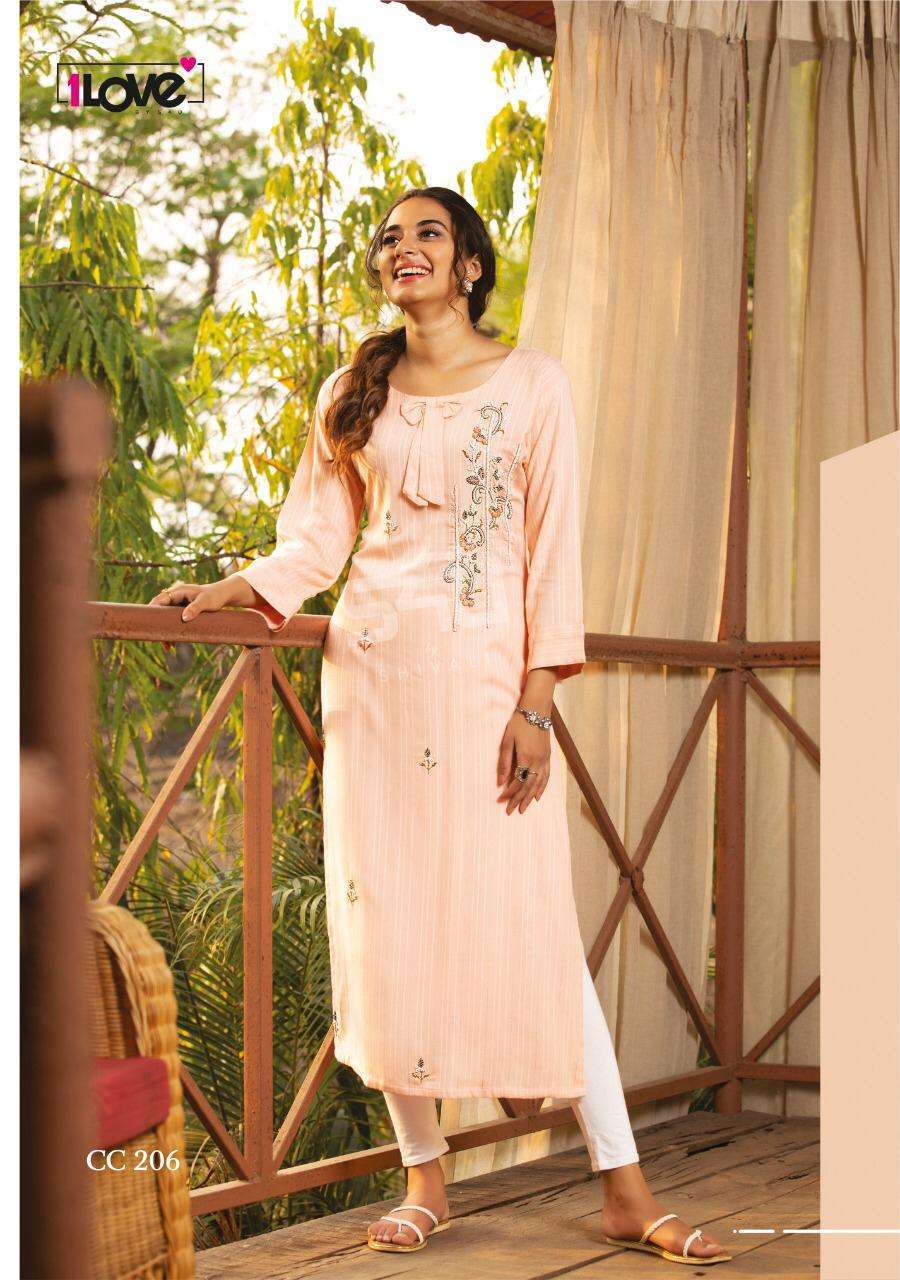 Pink Handwork Rayon Kurti A040