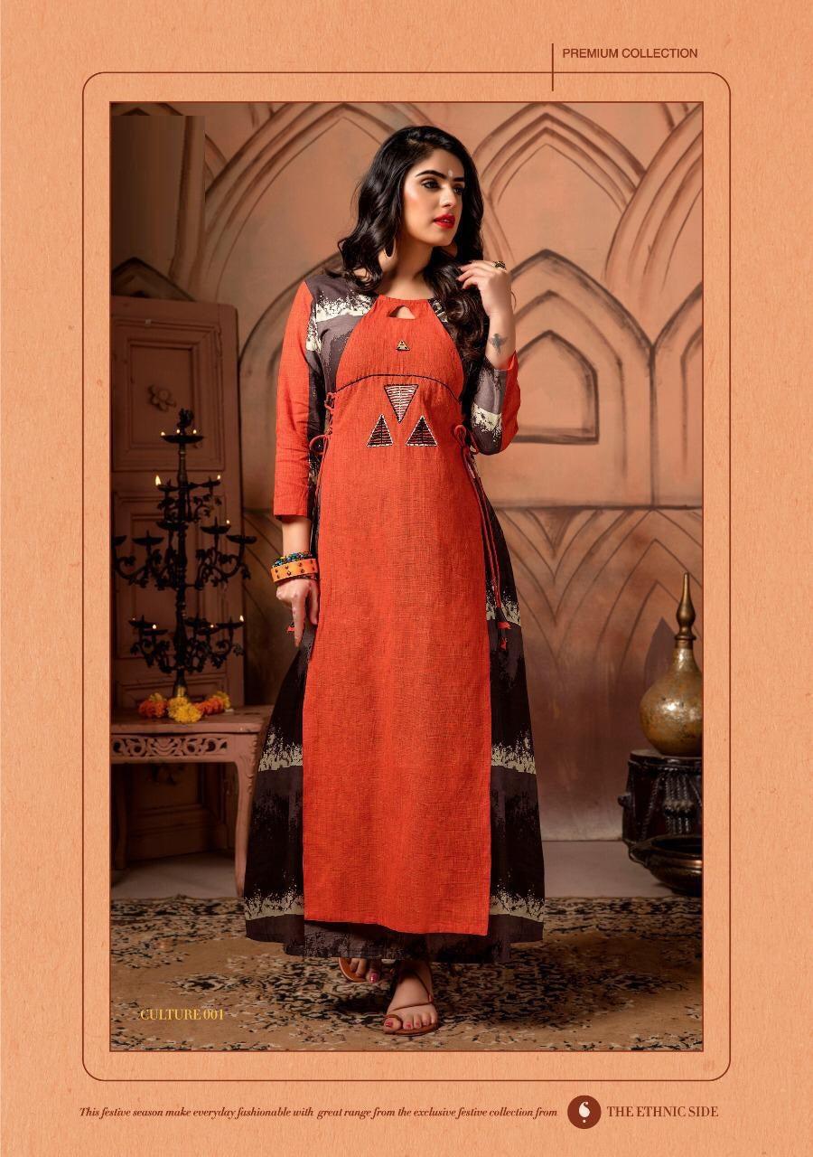 Orange and Black A line Designer Kurta