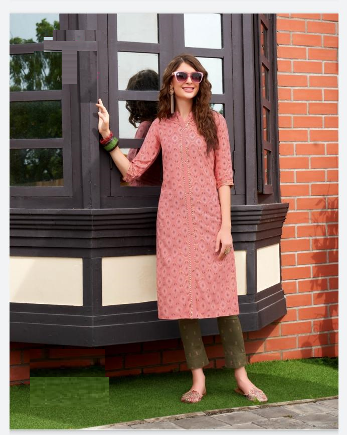 Pink regular Wear Printed Kurti with Mehandi Pant