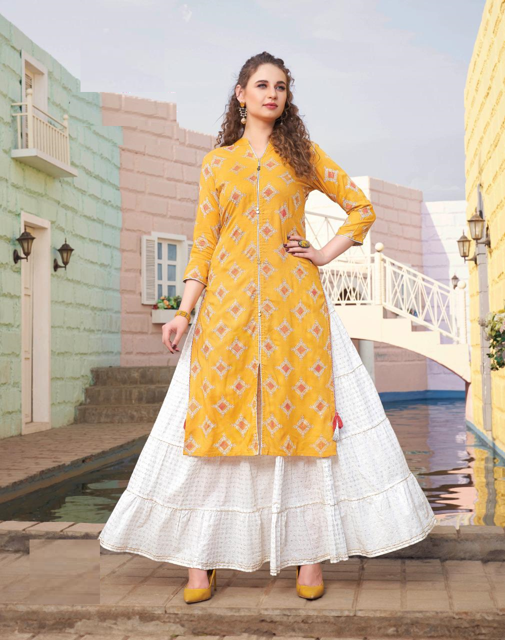 Buy Rayon Printed Kurti & Rayon Printed Skirt @VogPap in Best