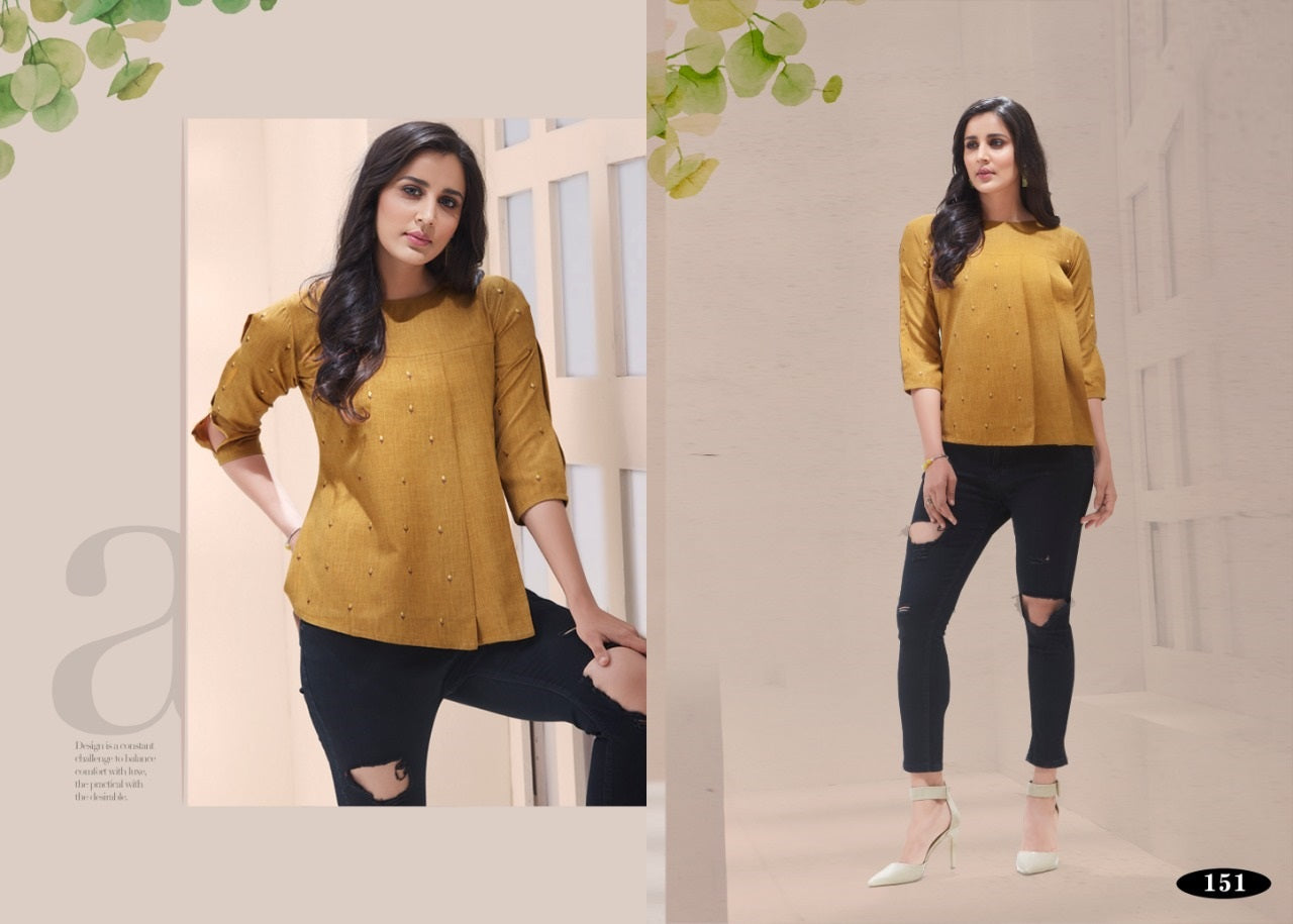 Brown Cotton Top with Handwork
