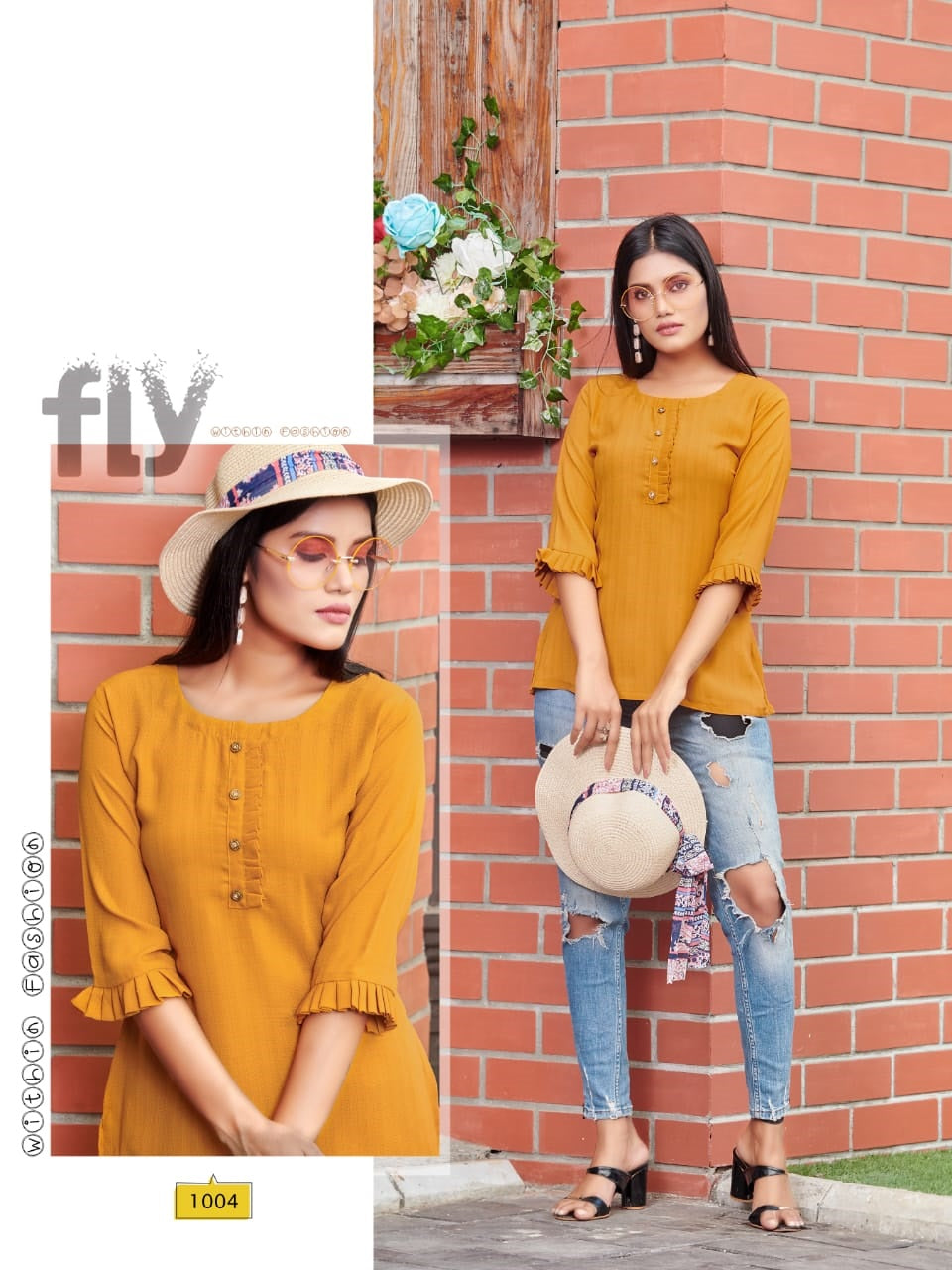 Yellow Short Top With Extraordinary Pattern