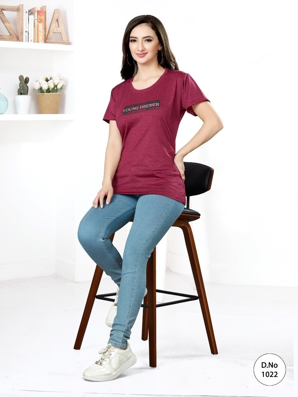 Maroon premium quality lycra T-shirt A581