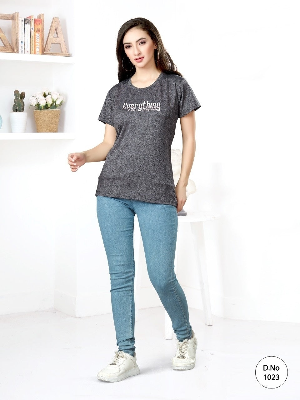 Grey premium quality lycra T-shirt A583