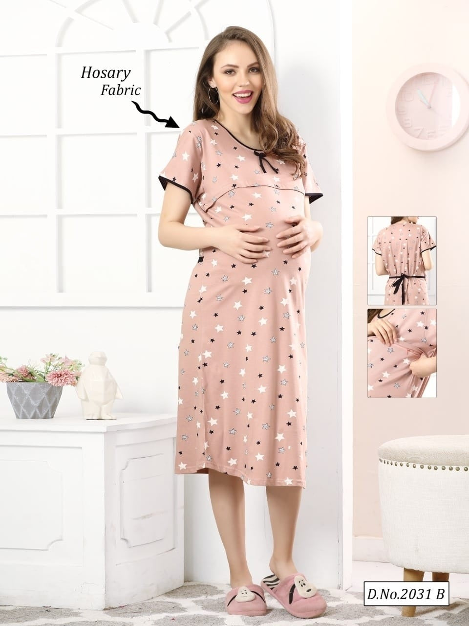 Petal Peach Feeding Short Nighty A640