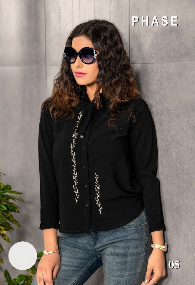 Black Embroidery Work Blended Short Kurti