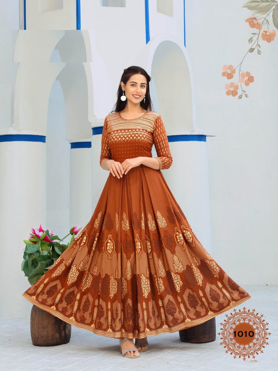 Brown Rayon Gown-1010