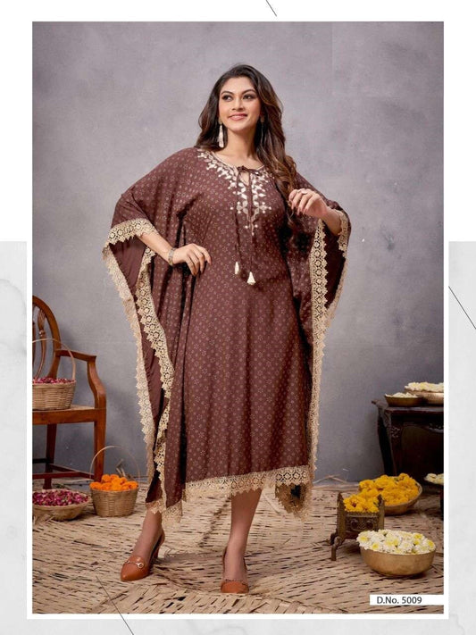 Brown Kaftan With Embroidery &amp; Hand work