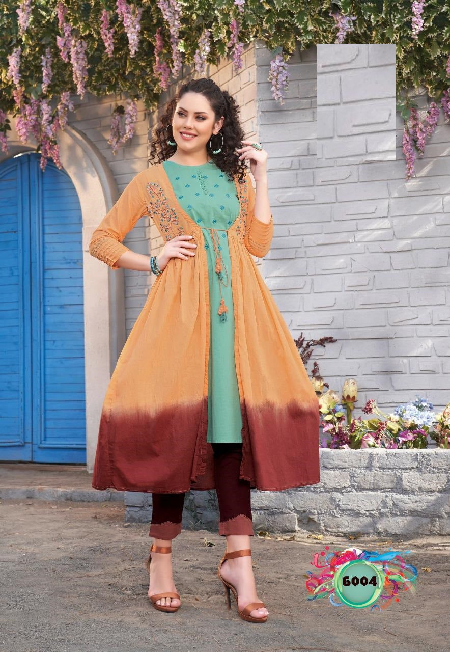 Kurti With Jacket Ethnic Wear- Kajal Style Kurtis