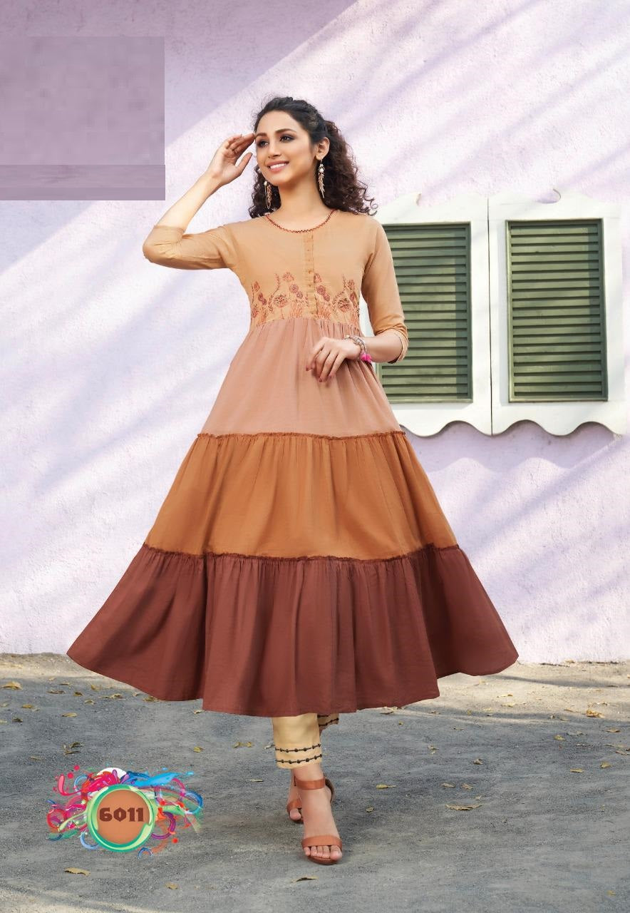 Kurti With Jacket Ethnic Wear- Kajal Style Kurtis