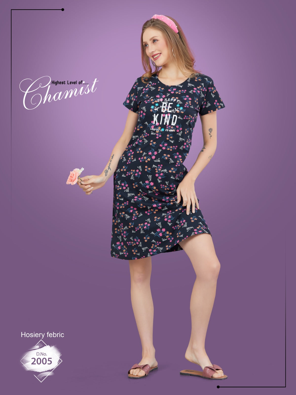 Women's Trendy Short Night Dress-2005