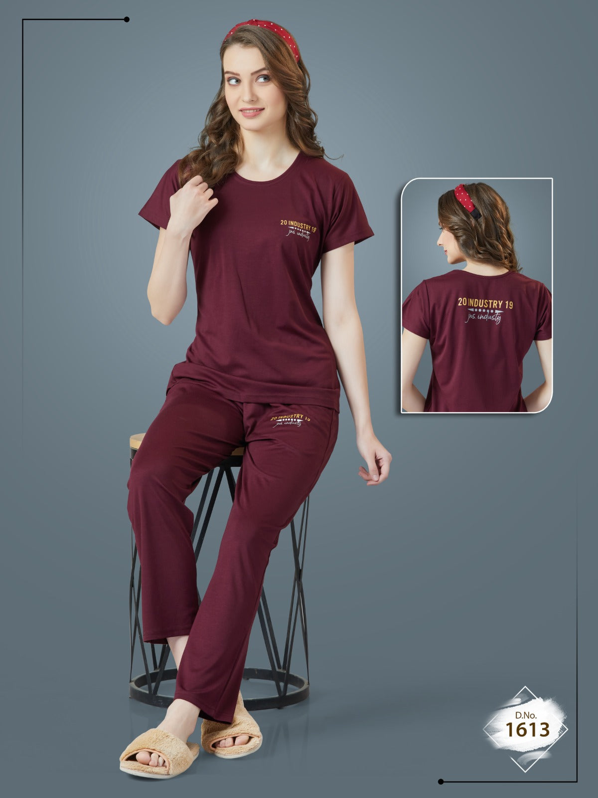 A woman wearing a Tencel Buttery Super Soft Tshirt and Pant Set (TRACKSUIT) , showcasing its luxurious fabric and elegant design.