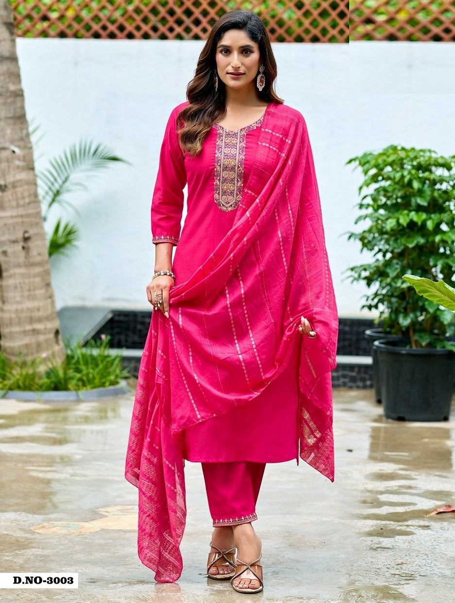 Women Vertical Silk Suit Set-3003