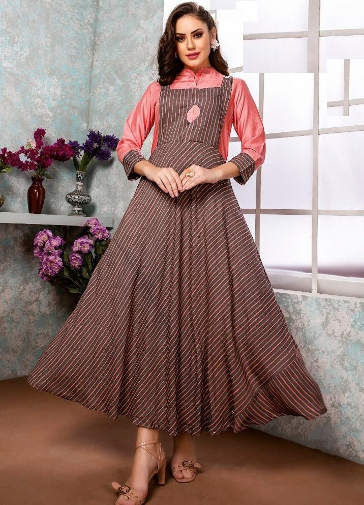 Dungree Style A-line Kurti-001