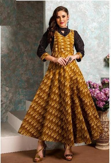 Western Dangri Style Black & Yellow Heavy Rayon Kurti