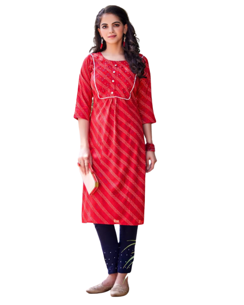 Pink and Navy Blue Trendy cotton bandhej print kurta pant set