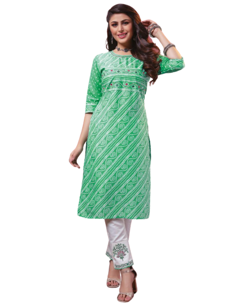 Bandhani Print Rayon Kurti Pant Set