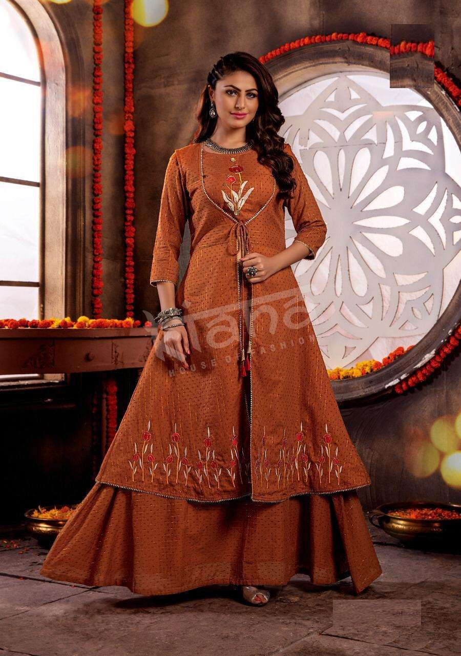 Orange Designer Skirt with Blouse & Jacket