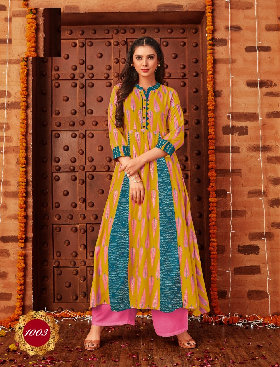 Light Brown Regular Wear Printed Kurti