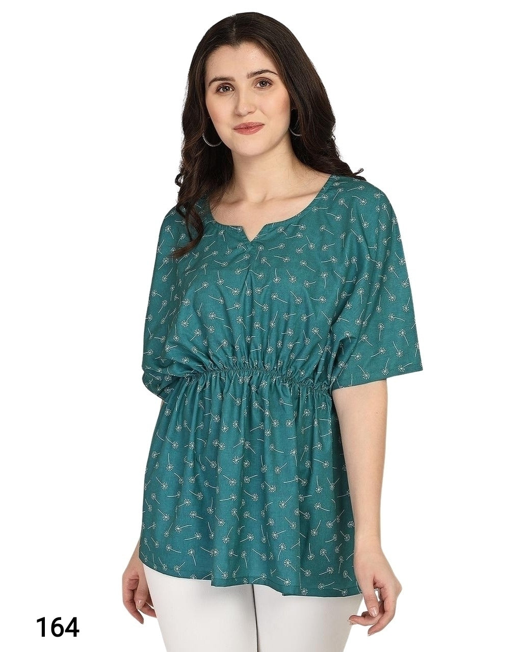 Teal Printed Kaftan Top
