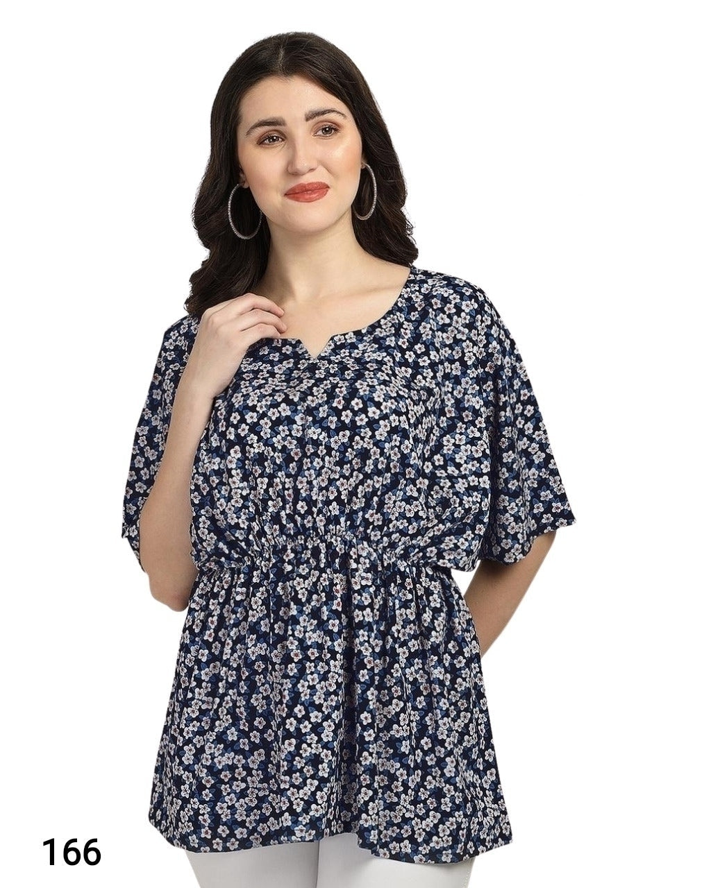 Blue Printed Kaftan Top