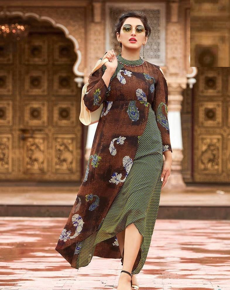 Georgette A-line Kurti-3008