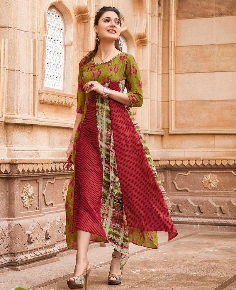 Georgette A-line Kurti-3010