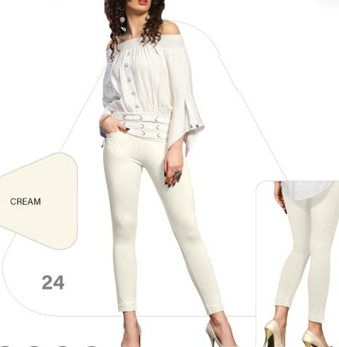 Cream Lyra Comfort-Style Kurti Pant