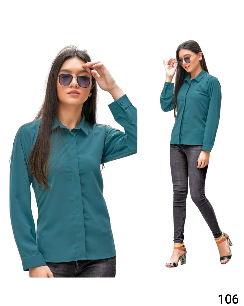 Teal Office Wear Formal Shirt