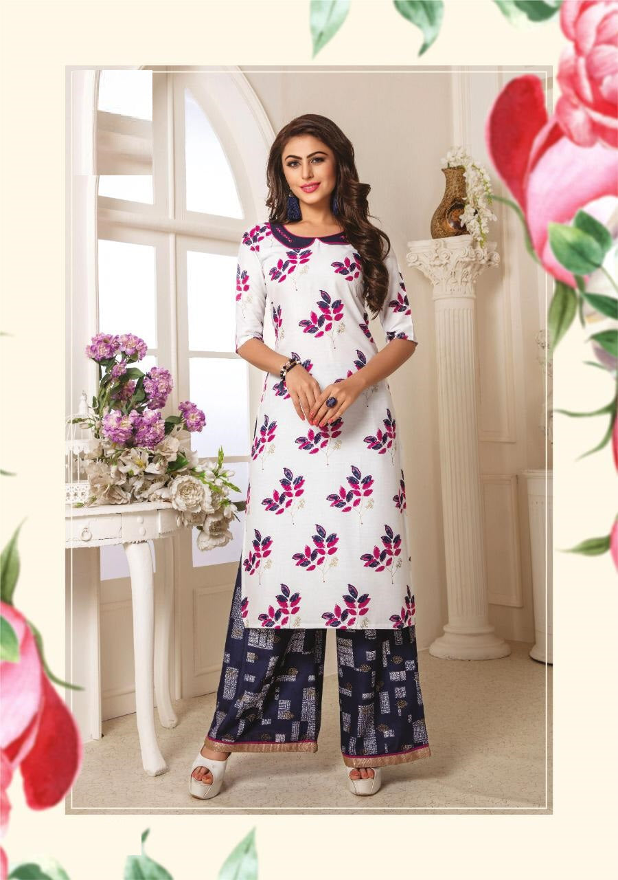 Printed Rayon Kurti with Palazzo - 209
