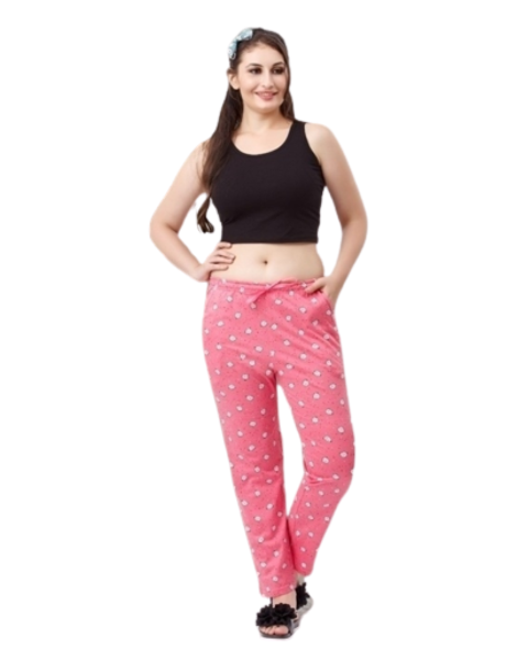Pink Circle Printed Hosiery Pyjama
