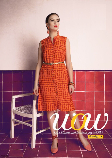 Orange Short Rayon Kurti