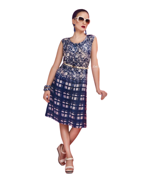 Navy Blue Short Rayon Kurti