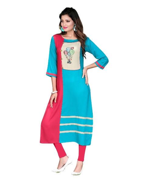 Pink and Blue 14kg Rayon Kurti