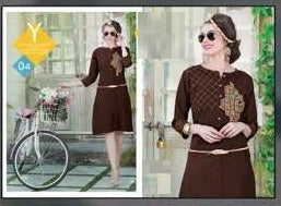 Brown Short Cotton Kurti