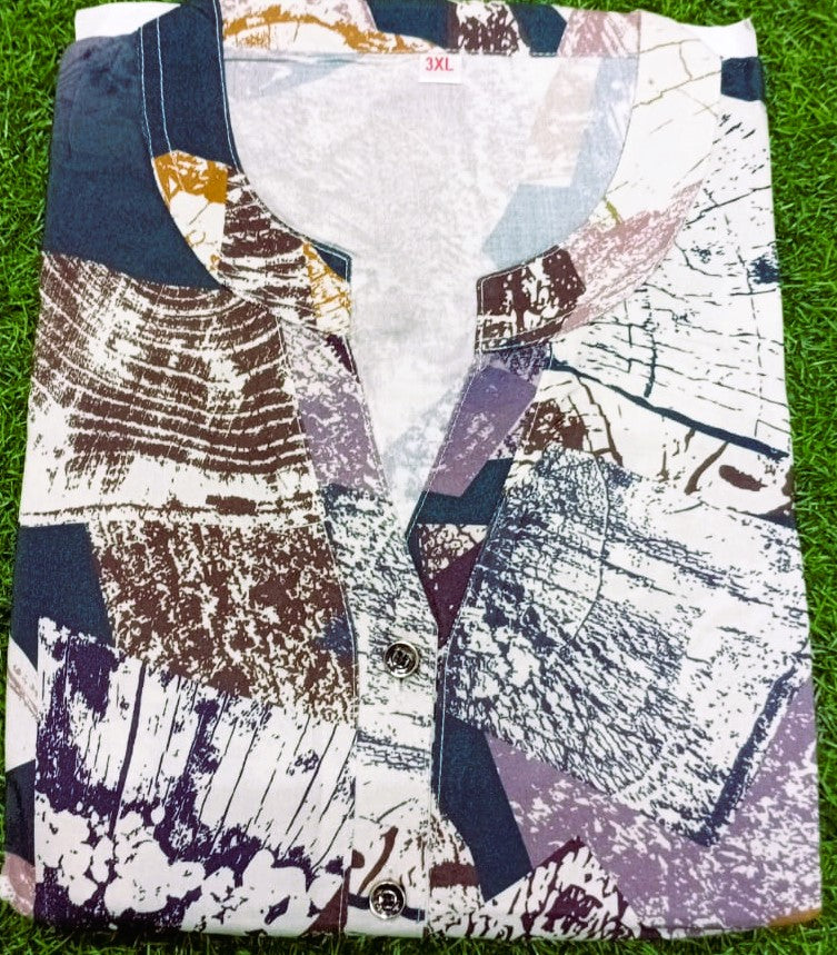 Patterned shirt with abstract design on grass