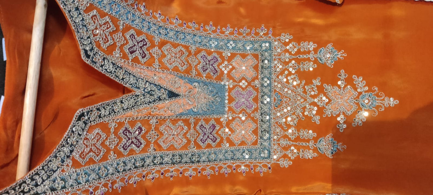 Pure Crepe Embroidered Suit-4271