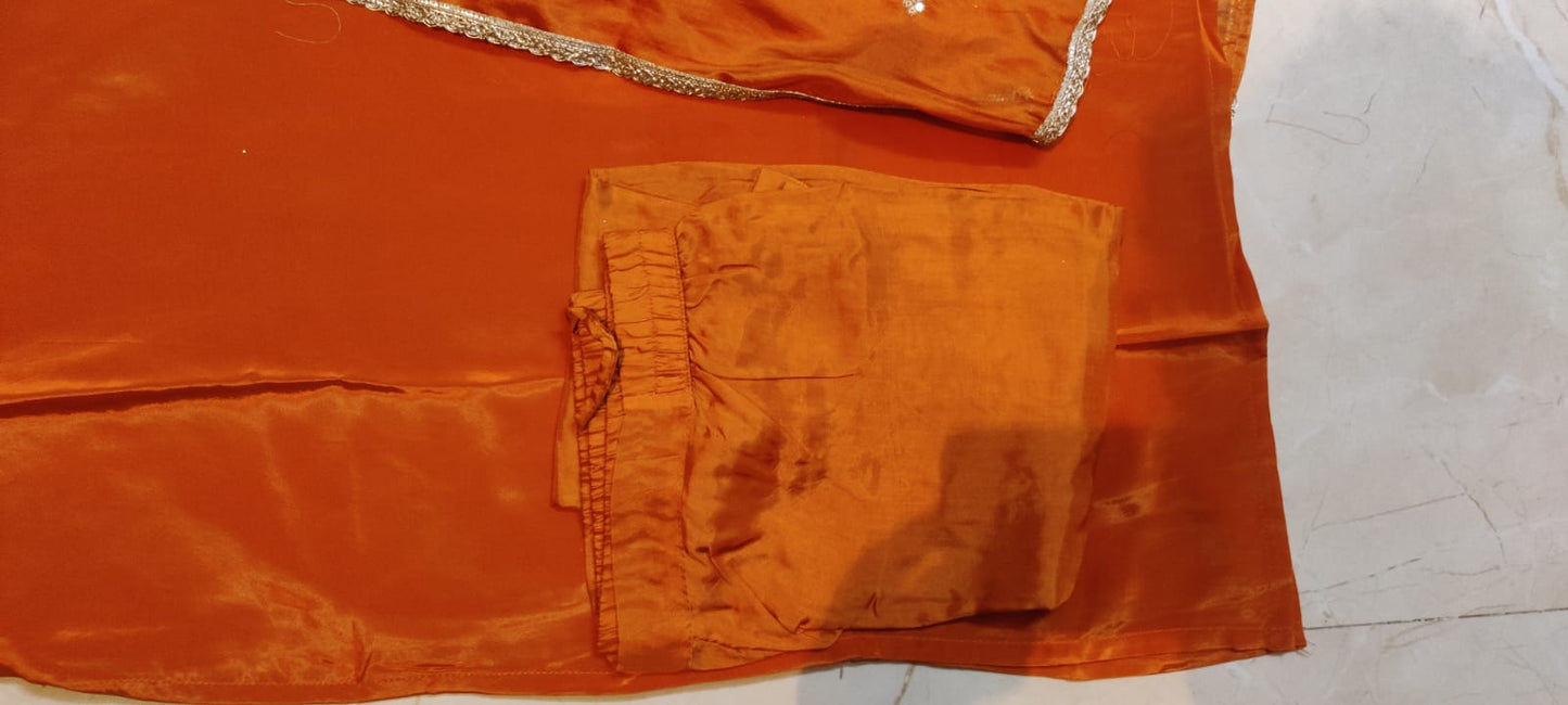 Pure Crepe Embroidered Suit-4271