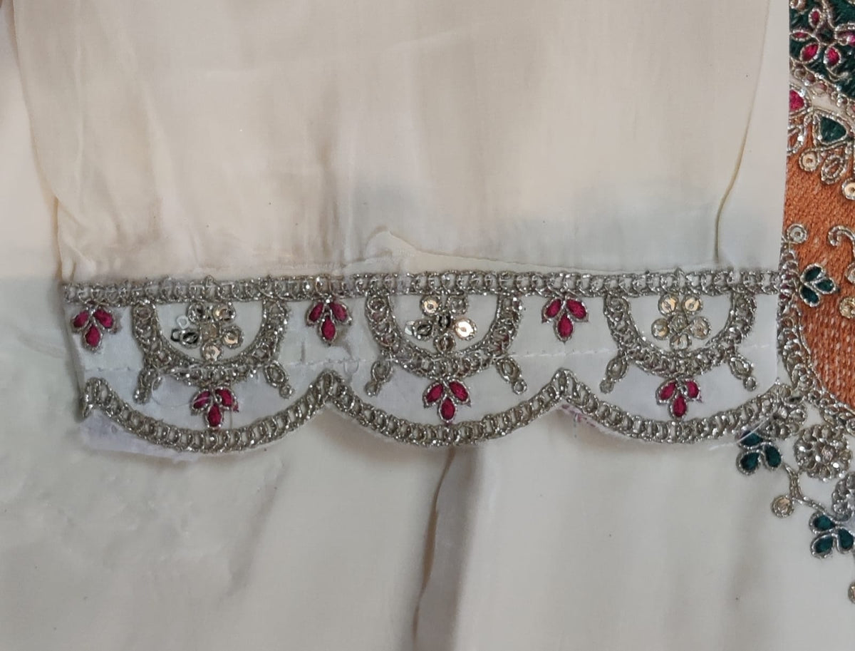 Pure Crepe Embroidered Suit-4272