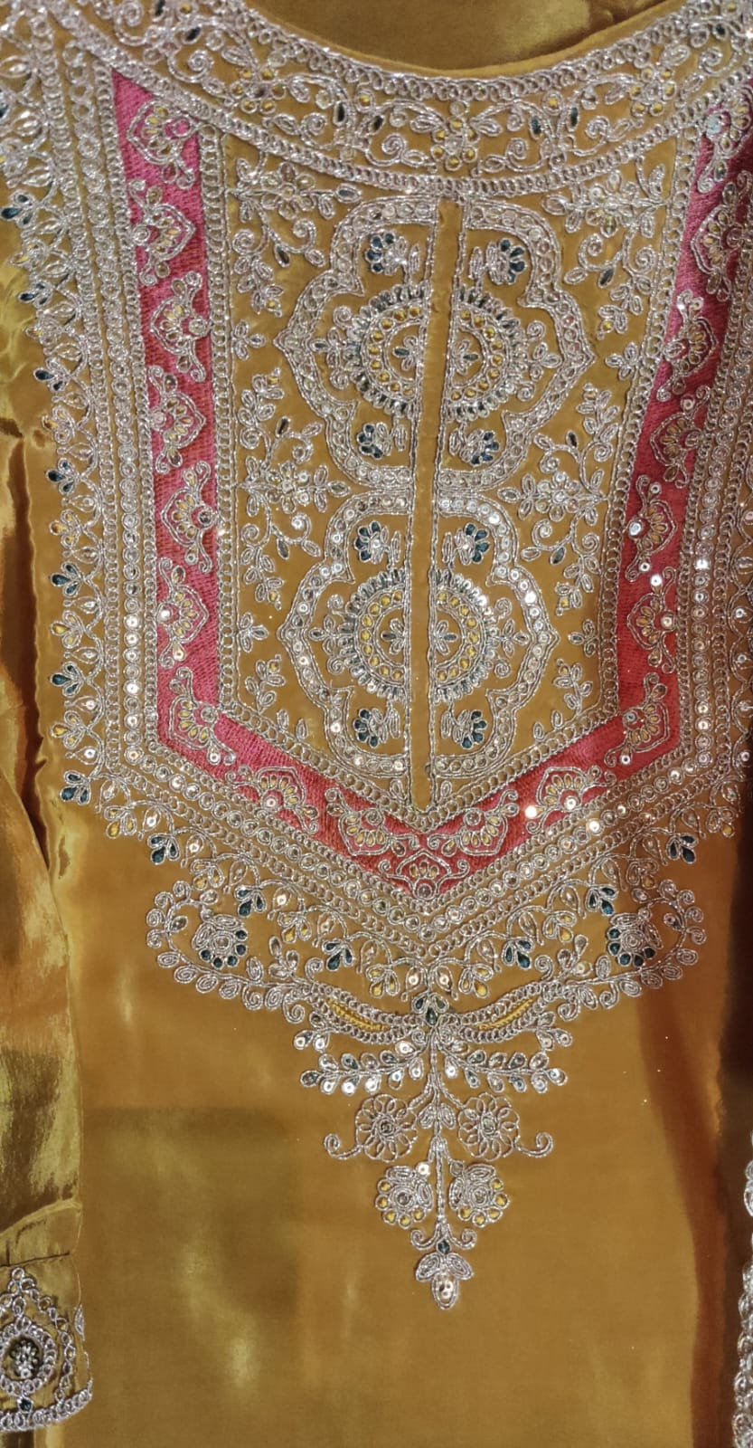 Pure Crepe Embroidered Suit-4274