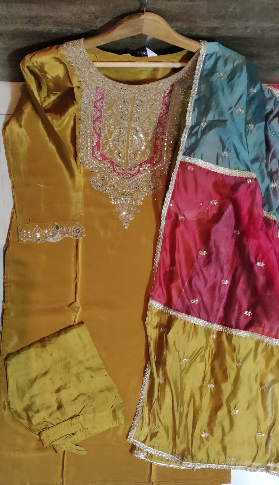 Pure Crepe Embroidered Suit-4274