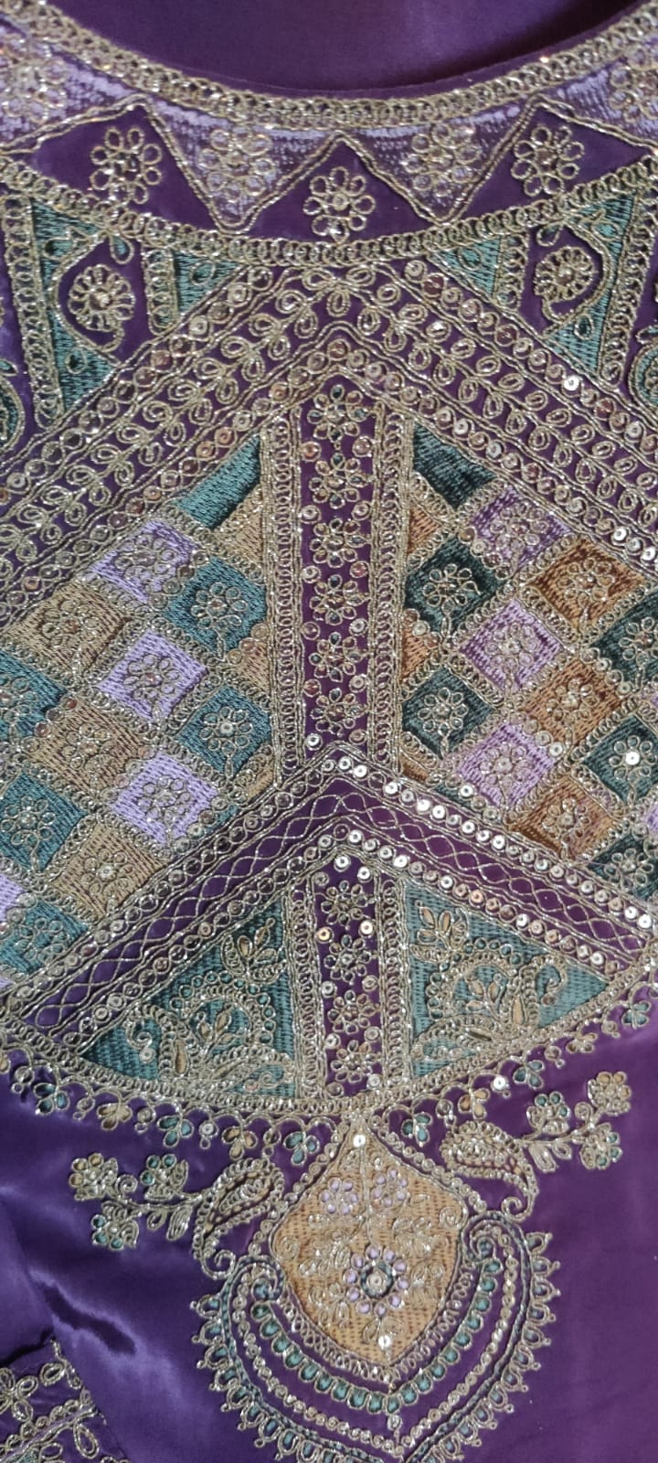 Pure Crepe Embroidered Suit-4275