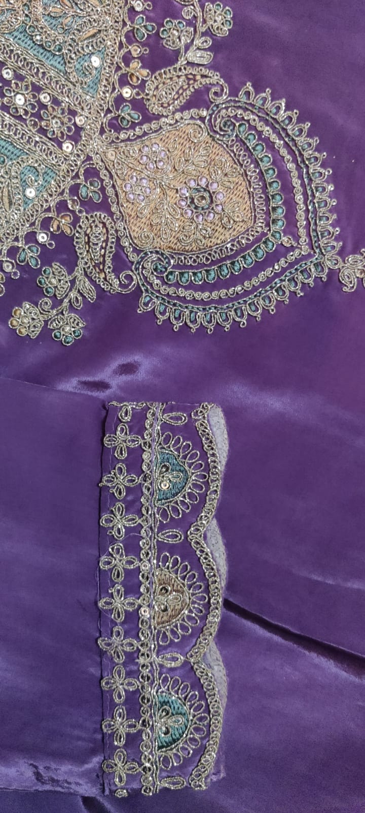 Pure Crepe Embroidered Suit-4275