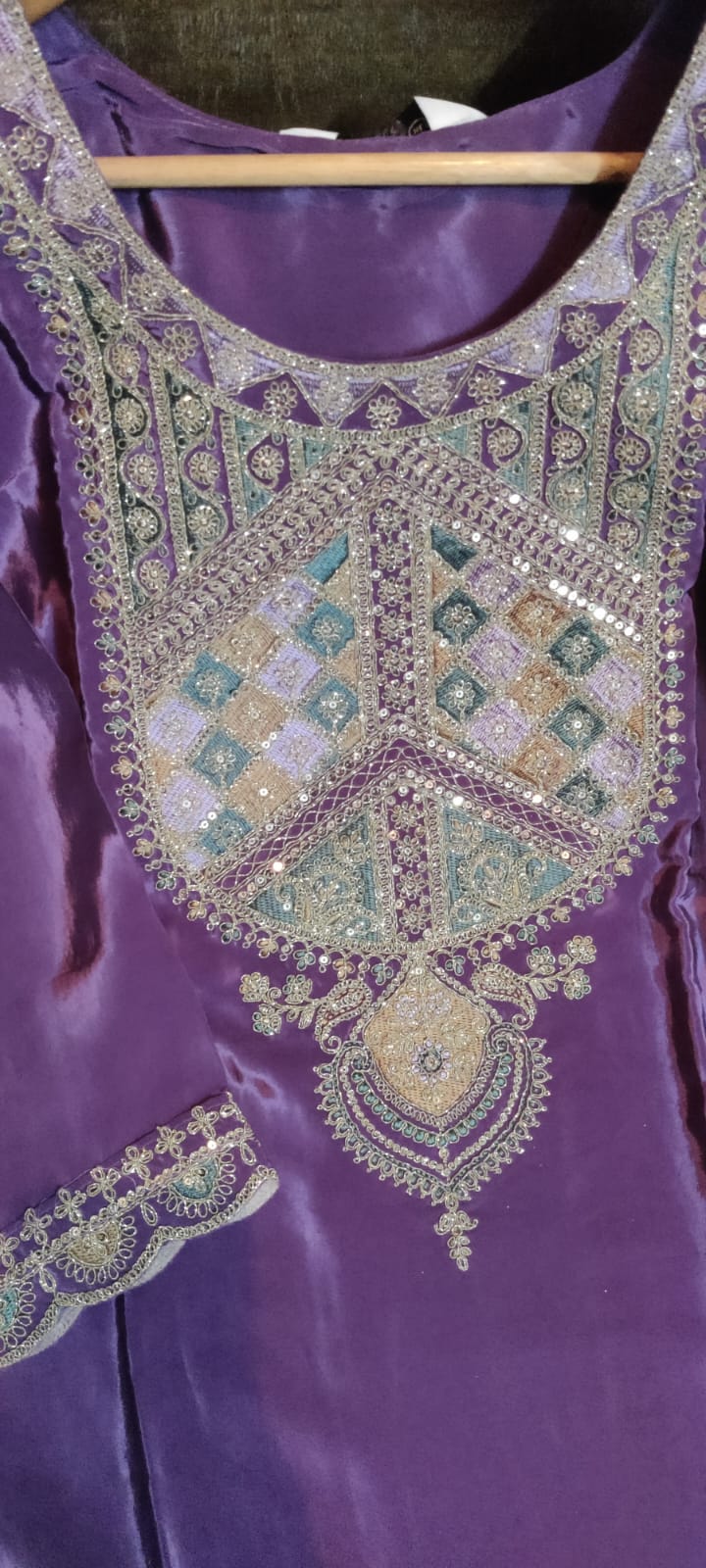 Pure Crepe Embroidered Suit-4275