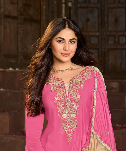 Pure Crepe Embroidered Suit-4276