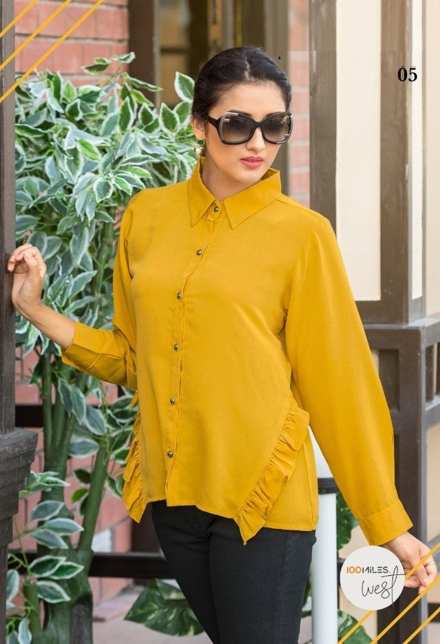 Yellow Western Designer Georgette Top