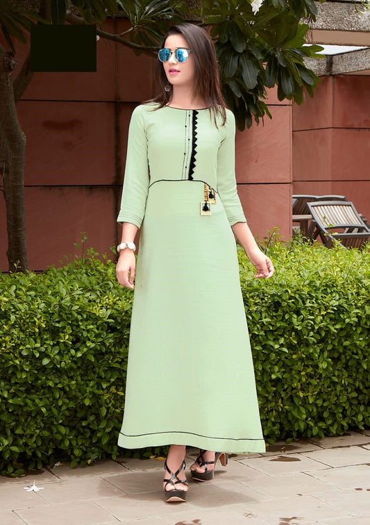 Grey Rayon Long Gown Kurti