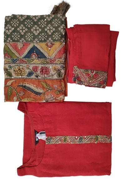 Tomato Red Soft Silk Suit